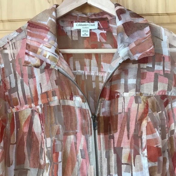 𝅺Coldwater Creek Classic Semi-Sheer Stained Glass Print Blazer Size 1X - Picture 3 of 11